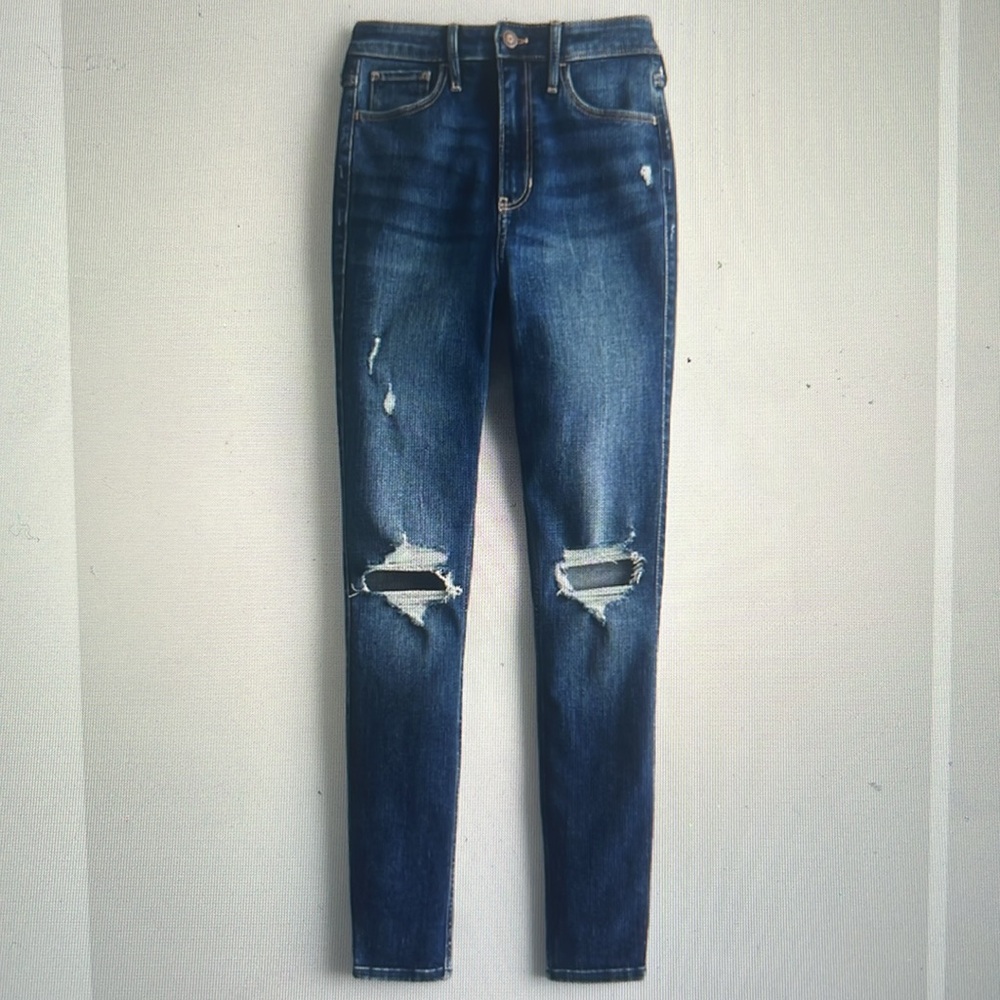 Hollister High Rise Super Skinny Classic Stretch Jeans Size 1R Distressed